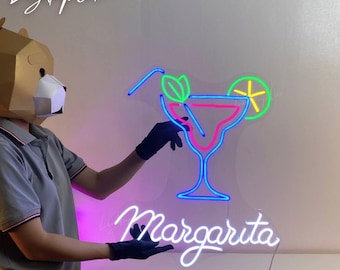 Margarita Neon Sign | Margarita Cocktail Led Sign | Custom Neon Sign | Cocktail Bar Decor | Mexican Bar Pub Wall Art | Margarita Lover Gift