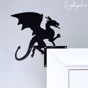 Metalen muurkunst drakendeurhoek | Hoekdecoratie drakendeurlijst| Deurstopper draken | Dragon Door Hangende Dragon Lover slaapkamerdeurdecoratie