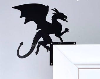 Dragon Door Corner: Metal Wall Art for Bedroom or Bathroom Decor