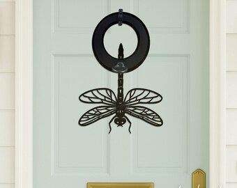 Aldaba de puerta con forma de libélula, decoración de puerta con forma de libélula, aldaba vintage, regalo para casa nueva, herraje único para puerta de entrada, arte para puerta de entrada.
