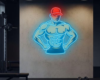 Luce LED per palestra / Decorazione murale per palestra / Insegna personalizzata per palestra domestica / Arte murale per palestra / Luce al neon per sport / Decorazione per caverna maschile / Regalo per lui