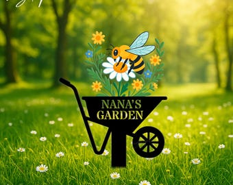 Personalized Bee Metal Garden Stake Decor | Custom Grandma's Backyard Metal Stakes | Bee Floral Yard Sign | Outdoor Flower Bee Decoration