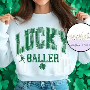 Lucky Baller Softball St. Patrick's Day PNG, digital nedladdning