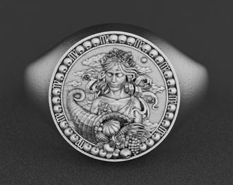 Virgo Zodiac Ring, Sterling Silver Astrology Ring, Handmade Horoscope Jewelry, Engraved Virgo Signet Ring, Unique Birthday Gift