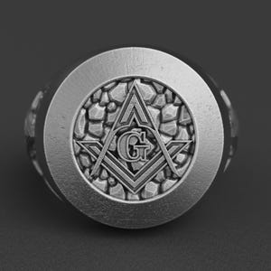 Master Mason Silver Signet Ring, Handmade Masonic Ring for Men, Freemason Symbol Jewelry, Mason Engraved Ring, Unique Statement Ring