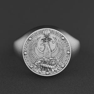Scorpio Zodiac Ring, Sterling Silver Phoenix Signet Ring, Astrology Jewelry, Celestial Statement Ring, Unique Scorpio Gift for Men & Women