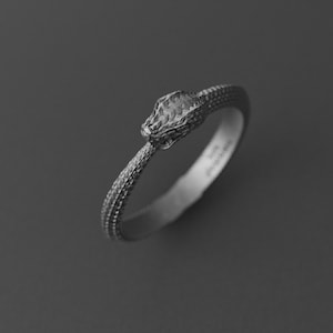 Ouroboros Snake Ring in 925 Sterling Silver – Dainty Animal Ring for Men & Women, Pagan Gothic Jewelry, Gift for Her or Him