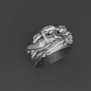 Romantic 925 Sterling Silver Couple Ring – Hugging Lovers Band, Handmade Valentine Gift, Minimalist Love Jewelry for Women and Men