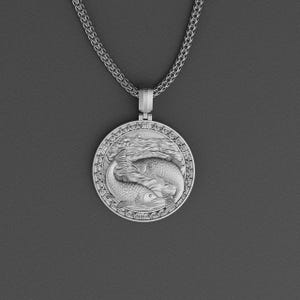 Pisces Zodiac Necklace in 925 Sterling Silver – Handmade Fish Astrology Pendant for Men, Horoscope Birthday Gift