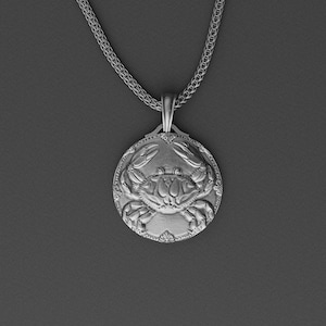 Cancer Handmade Sterling Silver Men Charm Necklace, Cancer Zodiac Sign Jewelry, Astrology Pendant, Cancer Birthday Gift