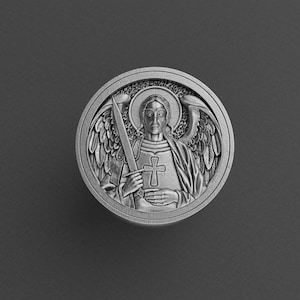 St Michael The Archangel Handmade Sterling Silver Ring for Men – Christian Catholic Jewelry, Religious Saint Michael Protection Band