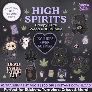 Stoner Girl png, goth kawaii girly wietontwerp, griezelig schattige cannabis clipart voor stickers, bekers |  Pastel Goth Labubu PNG | Stoner-cadeau