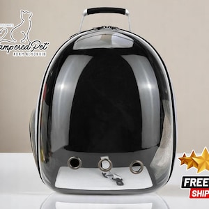Transportín transparente para mascotas / Diseño de cápsula espacial / Mochila transpirable para perros y gatos / Cómodo bolso de viaje para bebés peludos / Transporte portátil para gatitos