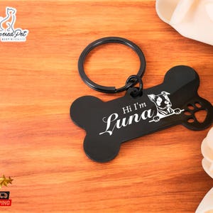 Médaille en os de chien personnalisée | Jeton d'identification d'animal de compagnie gravé | Pendentif personnalisé avec nom et numéro | Identification durable de compagnon pour chiens et chats