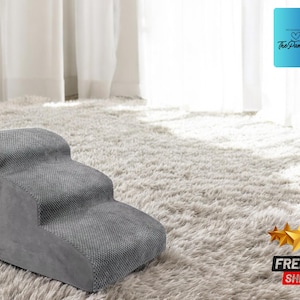 Adjustable Dog Ramp & Stairs | Pet Steps for Bed and Sofa | Soft Washable Puppy Ramp | Cat Ladder for Small Pets | Non-Slip Pet Ramp