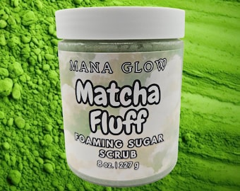 Matcha Fluff Sugar Scrub – Princess Inspired Scent | Handmade Foaming Exfoliating Body Scrub, Self Care Gift