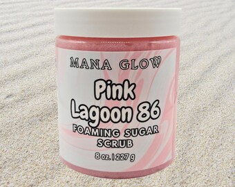Pink Lagoon 86 Sugar Scrub – SDJ 68 Inspired Scent | Handmade Foaming Exfoliating Body Scrub, Self Care Gift