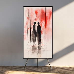 Impression d'art mural « Quatre baguettes » du pont des ombres de samouraï - impression giclée d'art - aquarelle romantique - tailles personnalisées disponibles