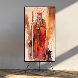 Impression d'art mural du « Roi des baguettes » du pont des ombres de samouraï - impression giclée d'art - d'inspiration japonaise - tailles personnalisées disponibles