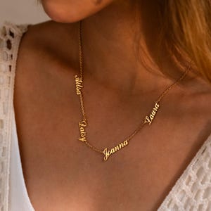 Dainty Family Name Necklace, Kids Name Necklace, Multiple Gold Nameplated Necklace, Children Name Jewellry, Anniversary Gift, Gift for Mom