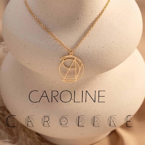 Unique Design Name Logo Necklace, Custom Name Logo Necklace, Custom Logo Necklace, Geometric Monogram Necklace, Christmas Gift