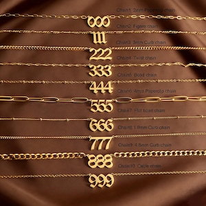 Benutzerdefinierte Engel Nummer Halskette mit Kettenoptionen, personalisierte Gold Datum / Jahr Nummer Anhänger, wählen Sie Ihre Kette & Nummer, Geburtstagsgeschenk