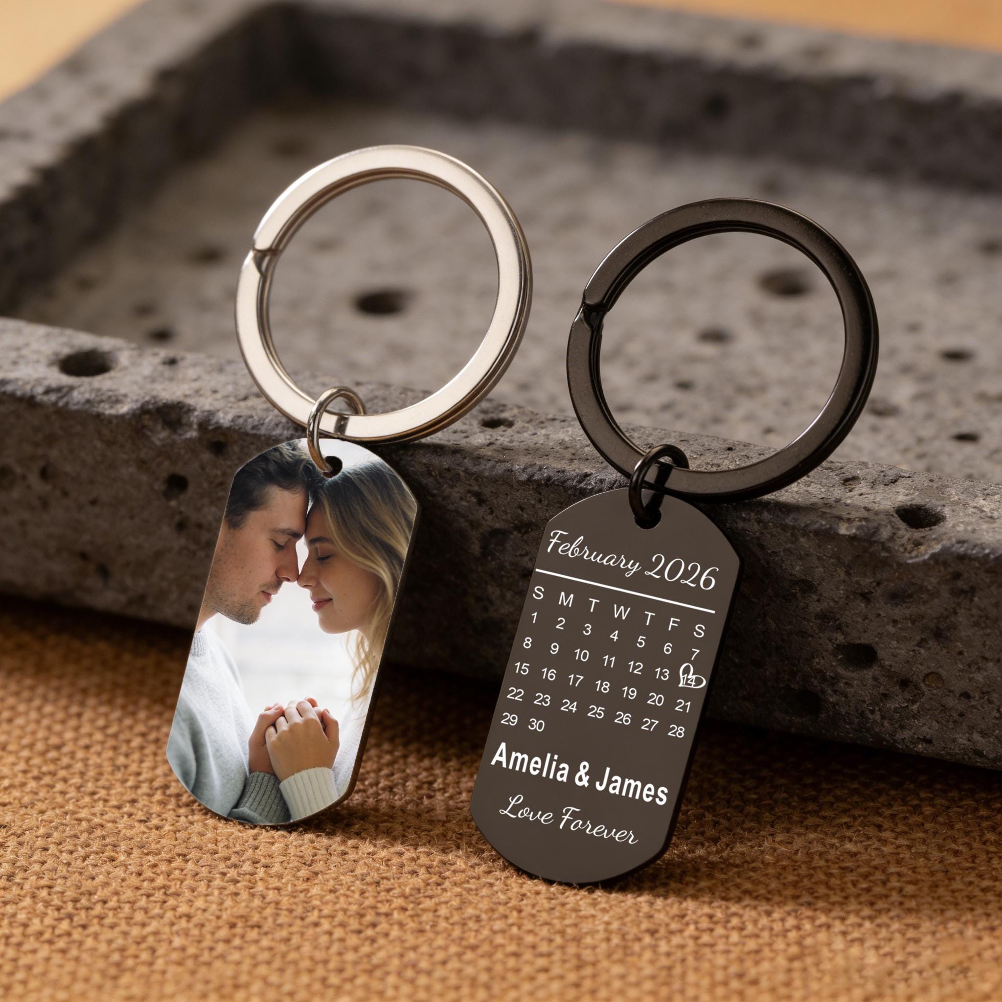 Portachiavi Personalizzato In Acciaio Inox Con Foto E Data - Regalo Compleanno