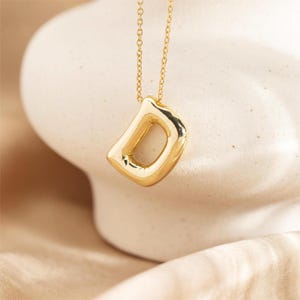 Collar con inicial de globo de oro de 18 quilates, collar con inicial de burbuja 3D, joyería con nombre, collar con letra personalizada, regalos de aniversario
