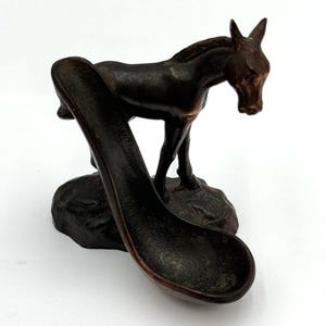 Vintage Art Deco Bronze Metall Esel Pfeifenhalter Figur