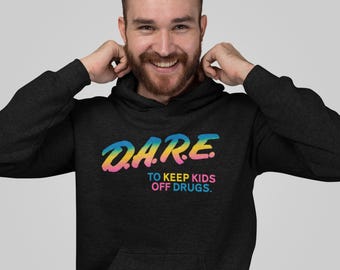 Sudadera con capucha D.A.R.E. de neón vintage de los 90: sudadera retro antidrogas