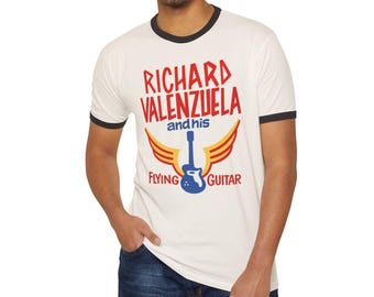 Camiseta vintage de Richard Valenzuela con guitarra voladora - Camiseta rebelde de los años 50 - Camiseta de cine chicano