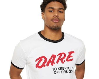 Vintage 90s D.A.R.E. Ringer Tee: Retro Anti-Drug Shirt