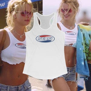 Y2K Britney Spears Inspired Racerback Tank: SEXSI Pepsi Parody