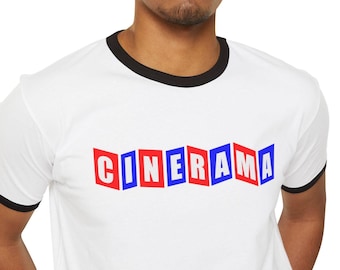 Camiseta retro Cinerama Ringer: camiseta de algodón para amantes del cine vintage