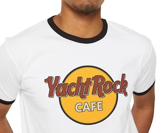 Camiseta Ringer de Yacht Rock Cafe: Divertida camiseta retro con música de los años 70 y 80