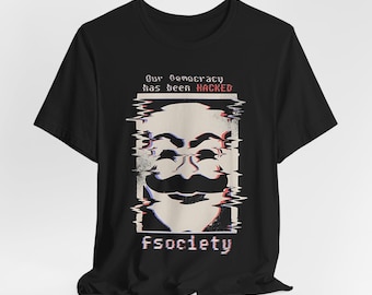 Camiseta gráfica de Mr. Robot fsociety Glitch: Democracia hackeada
