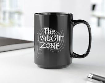 Taza de la Dimensión Desconocida - Taza de Café Retro Negra, 325 ml y 430 ml (Doble Cara)