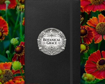 Botanical Grace Hardcover Notebook | Black & White Logo Journal | Nature Inspired Writing Journal