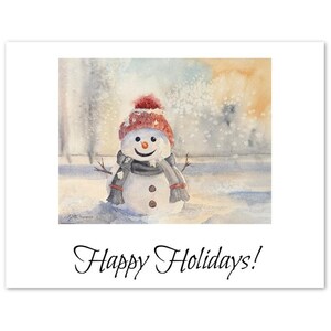 Tarjetas navideñas con muñeco de nieve soleado
