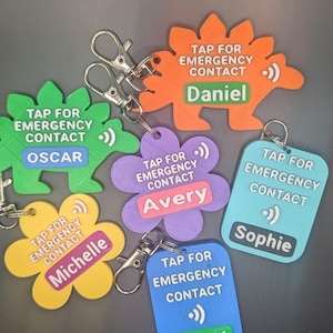 Personalized NFC Emergency Contact Tag: Child Safety Keychain for Backpack (3D printed)