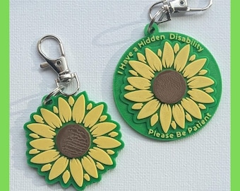 Hidden Disability Sunflower Bag Tag: 3D Printed Keychain