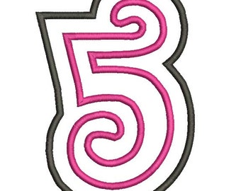 Curlz Numbers Embroidery Machine Double Applique Alphabet Fonts 4323