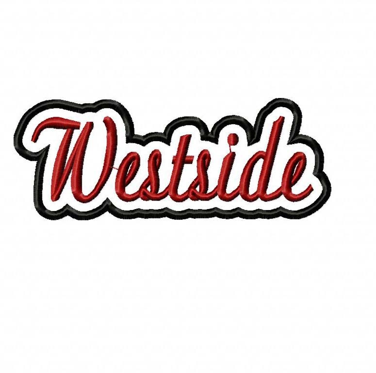 Westside Script Embroidery Design with a Shadow Applique 4297 Etsy