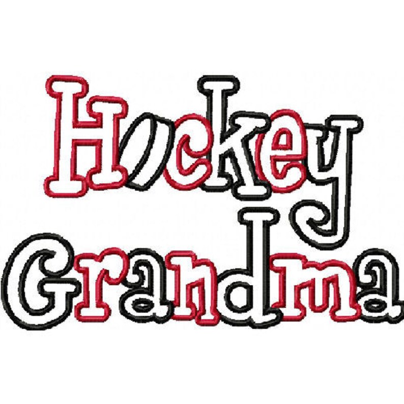 Download Hockey Grandma 2 Color Embroidery Machine Applique Design ...