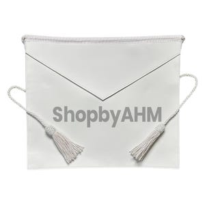 Set Masonic White Apron Faux Leather with acrylic tassel for Candidate Entered Apprentice 14 * 16 inches