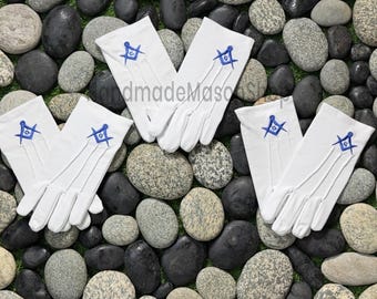 Vrijmetselaar vrijmetselaarsregalia 100% katoenen witte vrijmetselaarshandschoenen met vierkant kompas en G