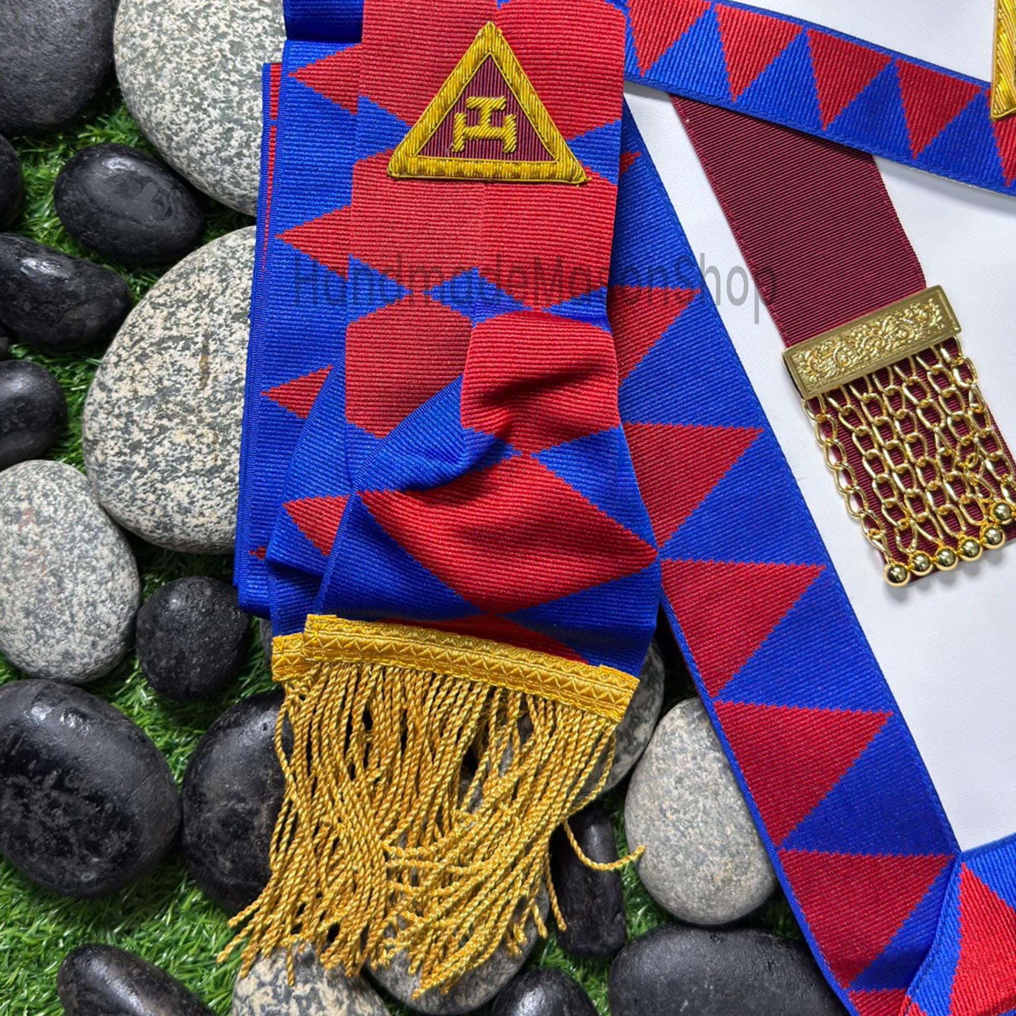 Masonic Royal Arch Principal Imitation Apron Set – Includes Sash & Gloves For Regalia