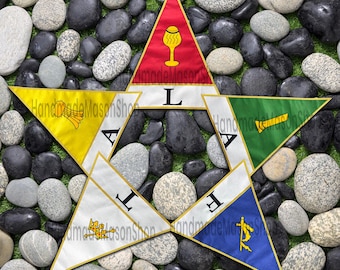 5 banderines triangulares bordados para hacer la Orden de la Estrella de Oriente OES O.E.S, O.E.S FLAGS