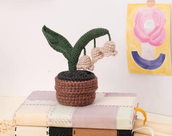 Crochet Lily of the Valley in Pot: Handmade Floral Home Decor, Birthday Gift, Desk Decor