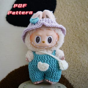 Crochet Pattern PDF - Handmade Doll Outfit, DIY Plushie Clothes, Fits 18cm Dolls, This pattern fits dolls the same size as Labubu